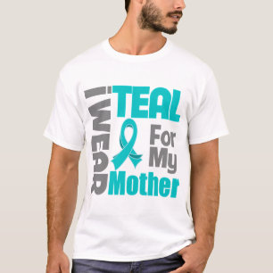 Camiseta Madre - ayuda verde azulada del cáncer ovárico de