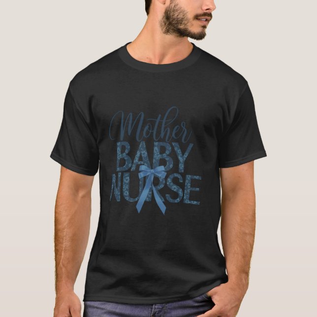Camiseta Madre bebé enfermera arco azul (Anverso)