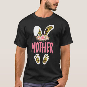 Camiseta Madre Bunny Leopard Imprimir Flores Familia Pascua