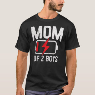 Camiseta Madre Cansada De 2 Niños Familia De Batería Baja 2