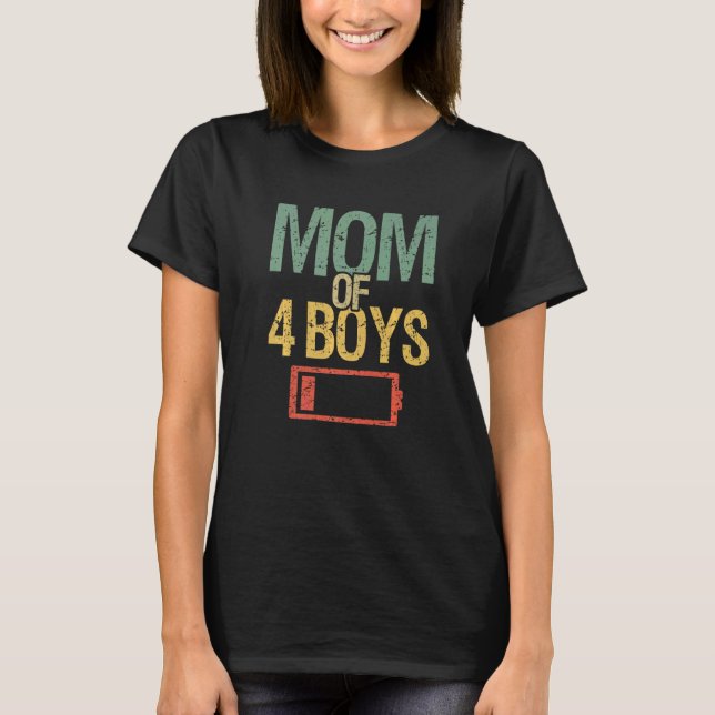 Camiseta Madre cansada del día de la madre, madre de 4 niño (Anverso)