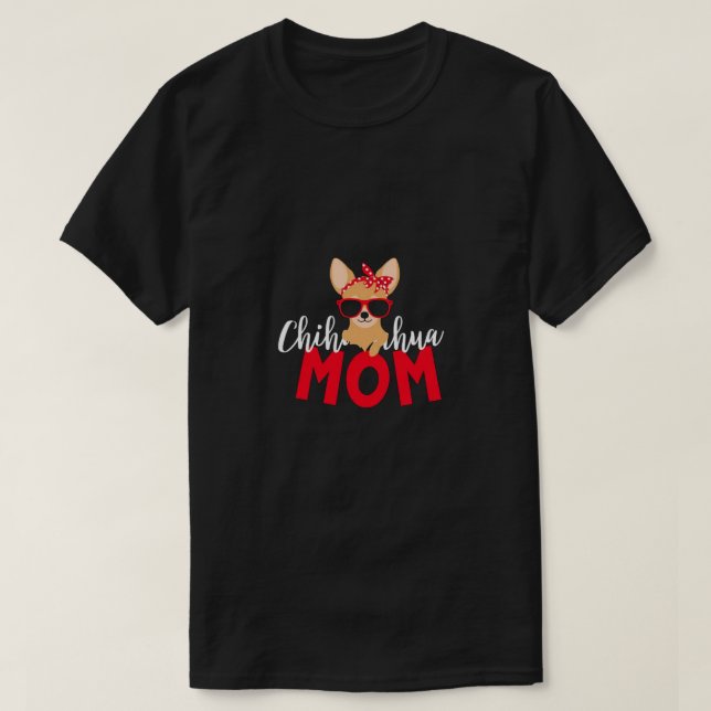 Camiseta Madre chihuahua con gafas de sol y bandana (Diseño del anverso)