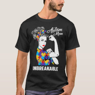Camiseta Madre con Autismo Inquebrantable Regalo de Concien