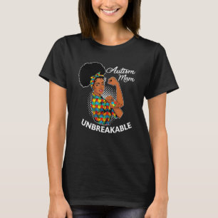 Camiseta Madre con Autismo Mujer Negra Inquebrantable Conci