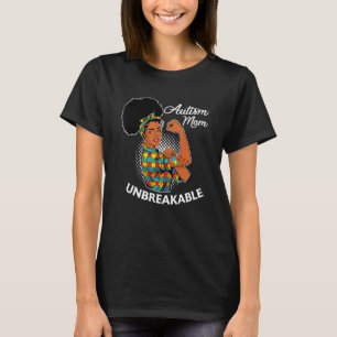 Camiseta Madre con Autismo Mujer Negra Irrompible Concienci