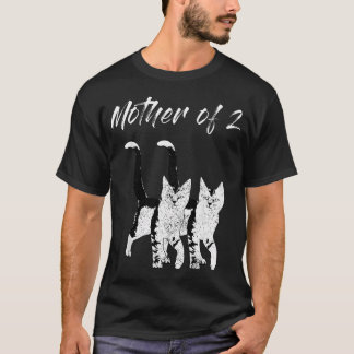 Camiseta Madre De 2 Dos Gatos Gatito Loca Gatita
