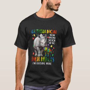 Camiseta Madre de autismo criando al héroe Rhino Conciencia