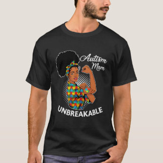 Camiseta Madre de Autismo Inquebrantable  Mujer Negra Conci