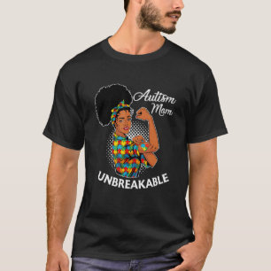 Camiseta Madre de Autismo Mujer Negra Irrompible Conciencia