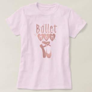 Camiseta Madre de Ballet Rosa Dorado Estrellas y Corazones