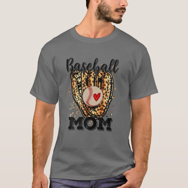 Camiseta Madre de beisbol Leopard Béisbol Ama a Madre Famil (Anverso)