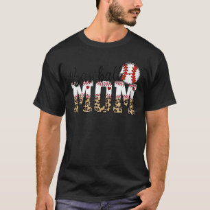 Camiseta Madre de beisbol Leopard Imprimir bola de época D