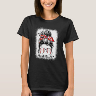 Camiseta Madre de béisbol Messy Bun Softball Día B de la ma