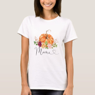 Camiseta Madre de calabaza floral de Borgoña