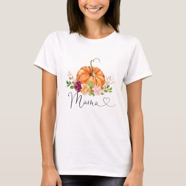 Camiseta Madre de calabaza floral de Borgoña (Anverso)