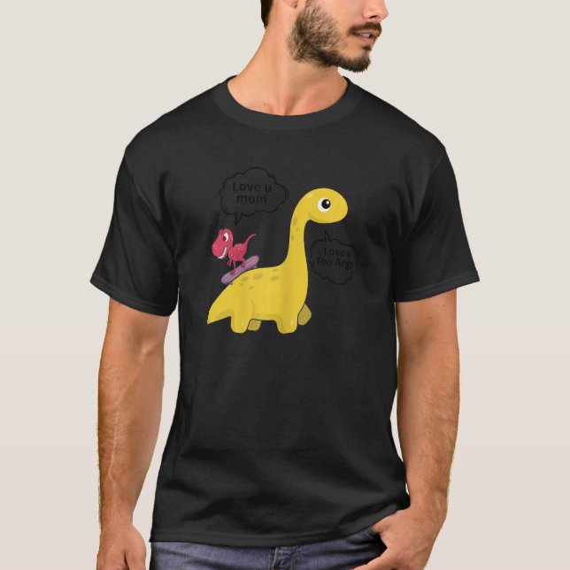 Camiseta Madre De Dinosaurio Con Chica De Skateboarding Hij (Anverso)