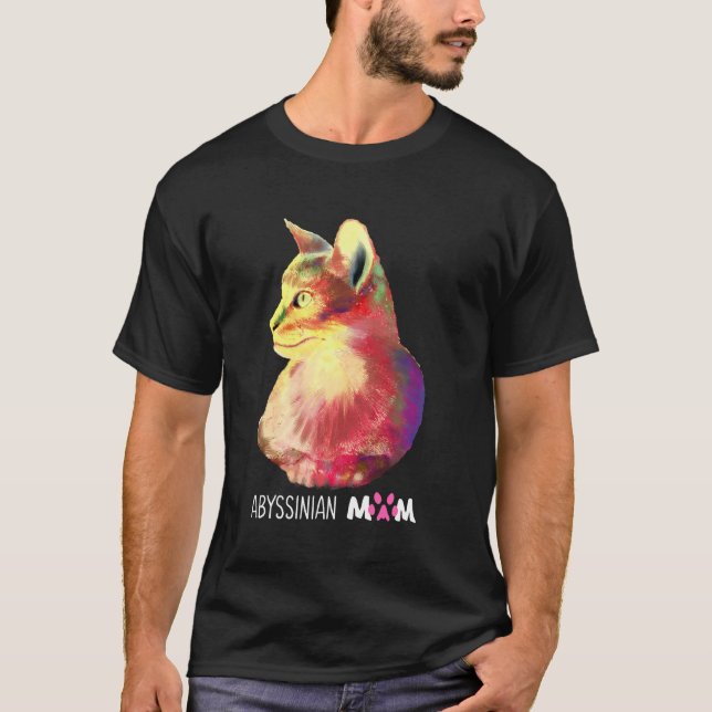 Camiseta Madre de gato abysiniano colorida gatita graciosa  (Anverso)