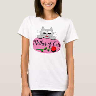 Camiseta Madre de gato Personalizado con tallo largo Rosa R