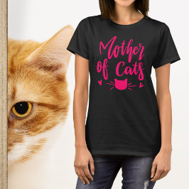 Camiseta Madre de Gatos Rosa Caliente Tipografía de Gato Li