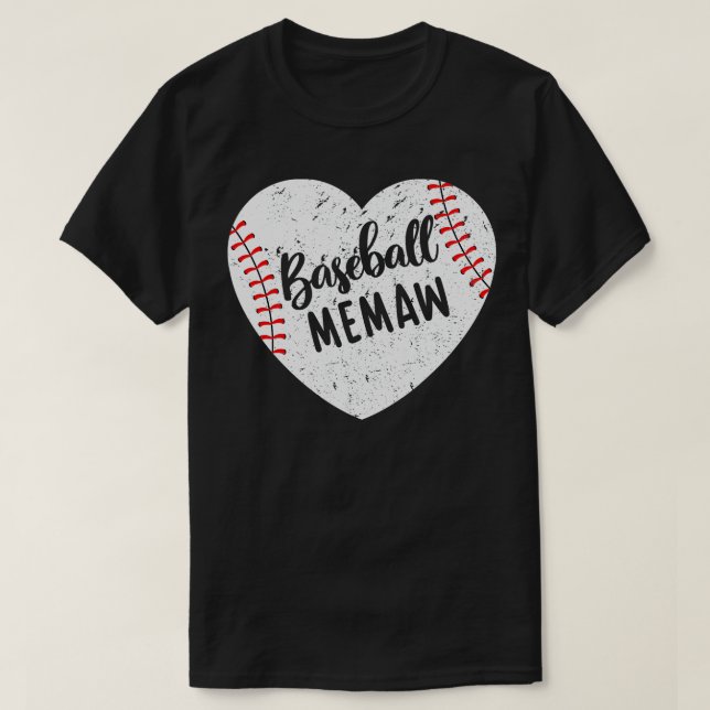 Camiseta Madre de la abuela del béisbol Memaw Retro Heart (Diseño del anverso)