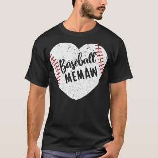 Camiseta Madre de la abuela del béisbol Memaw Retro Heart
