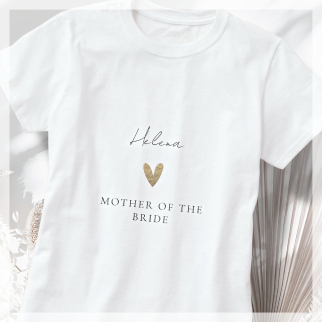 Camiseta Madre de la novia corazón de oro guión moderno (Subido por el creador)