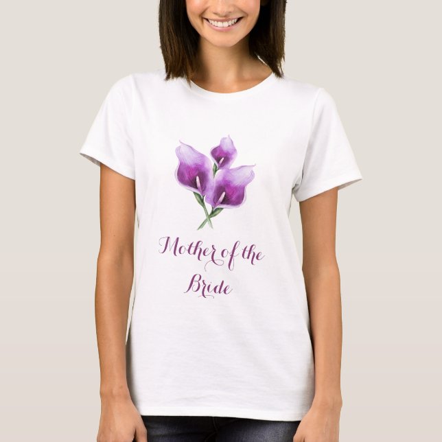 Camiseta Madre de la novia Floral Morado Calla Lily (Anverso)