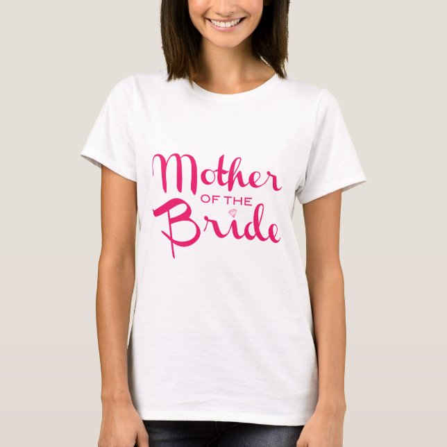Camiseta Madre de la novia guión retro rosado caliente sobr (Anverso)