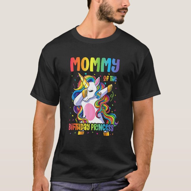 Camiseta Madre De La Princesa De Cumpleaños Dabbing Unicorn (Anverso)