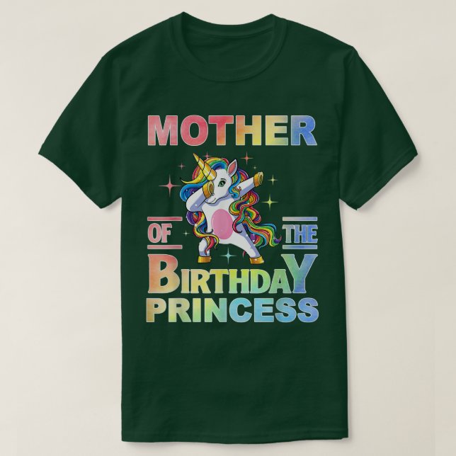 Camiseta Madre de la princesa de cumpleaños Dabbing Unicorn (Diseño del anverso)