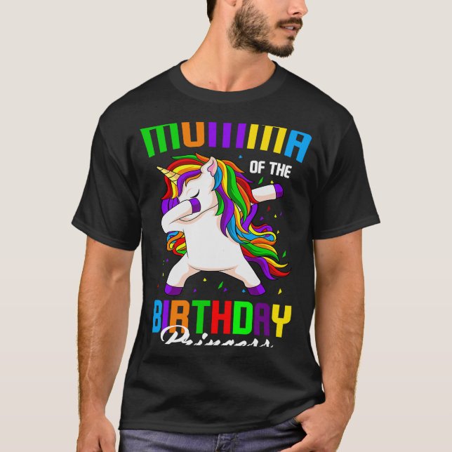 Camiseta Madre de la princesa de cumpleaños Unicorn Dabbing (Anverso)