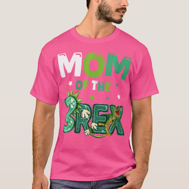 Camiseta Madre De Las Tres Rex Birthday Dinosaur Fami (Anverso)