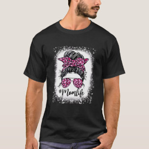 Camiseta Madre de leopardo rosa, cabellera de pelo de pan,
