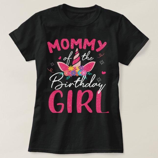 Camiseta Madre De Los Chicas De Cumpleaños Madre Unicornio  (Diseño del anverso)