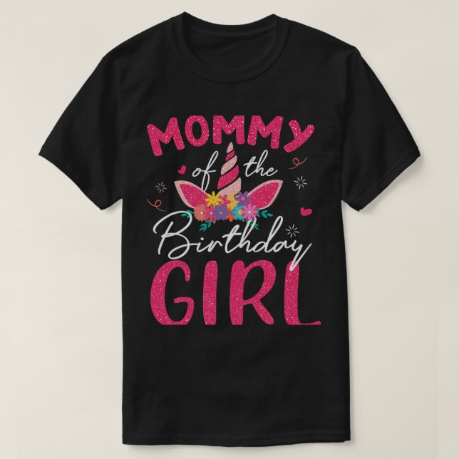 Camiseta Madre De Los Chicas De Cumpleaños Madre Unicornio  (Diseño del anverso)