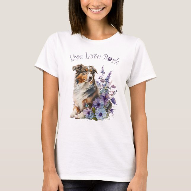 Camiseta Madre de Pastor Australiano Floral (Anverso)