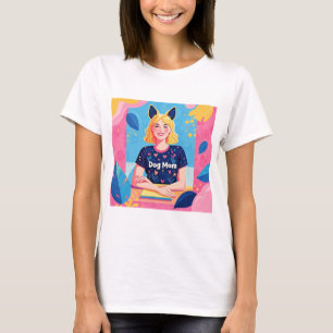 Camiseta Madre de perro abstracta en azul rosa
