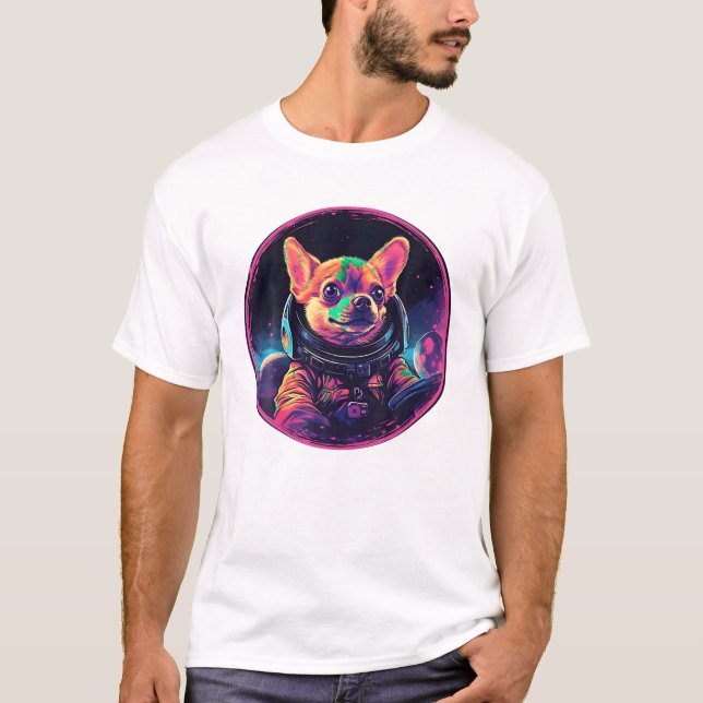 Camiseta Madre de perro de Chihuahua espacial papá Chihuahu (Anverso)