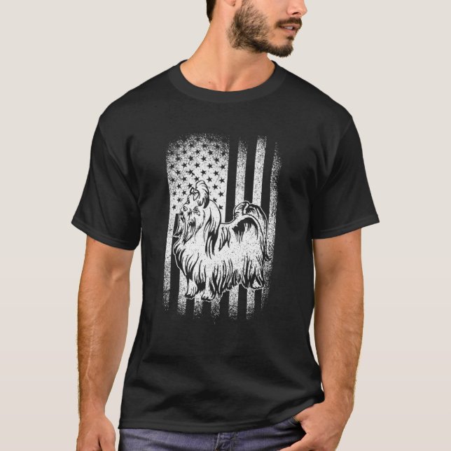Camiseta Madre de perro de la bandera norteamericana maltes (Anverso)