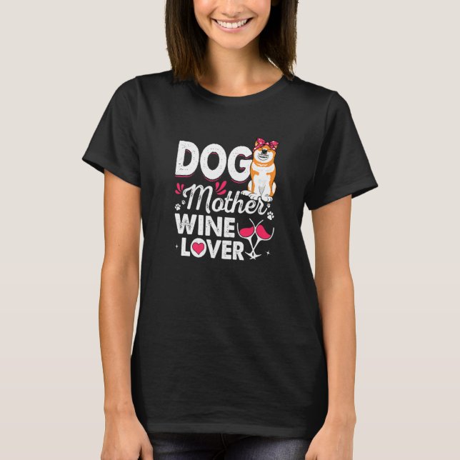 Camiseta Madre de perro lindo vino Shiba Inu Día de la Madr (Anverso)