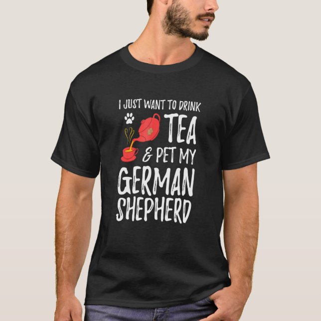 Camiseta Madre de perro pastor alemán bebedor de té (Anverso)