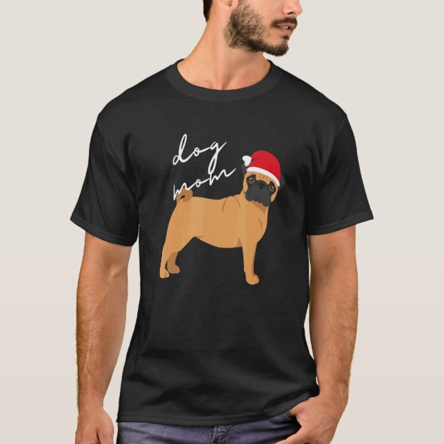 Camiseta Madre de perro Pug cervato Navidad (Anverso)