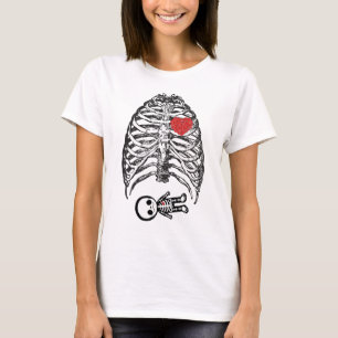 Camiseta Madre De Skeleton Embarazada Con Una Bebé