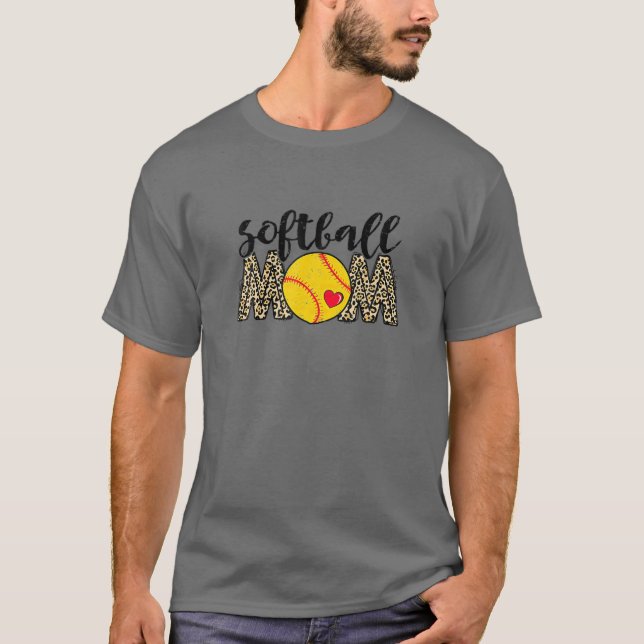 Camiseta Madre de Softball Leopard Beisbol Deportiva Amante (Anverso)