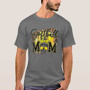 Camiseta Madre de Softball Leopard Funny Béisbol Mamá de la