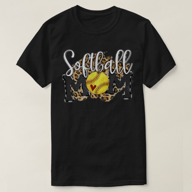 Camiseta Madre de Softball Leopard Funny Béisbol Mamá de la (Diseño del anverso)