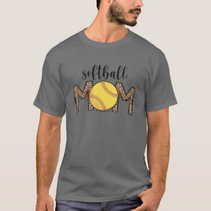Camiseta Madre de Softball Leopard Funny Béisbol Mamá de la