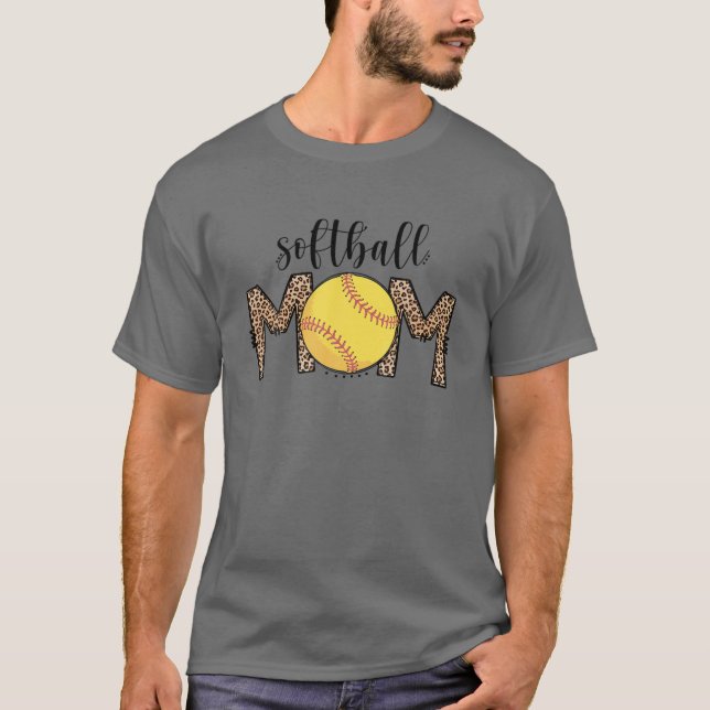Camiseta Madre de Softball Leopard Funny Béisbol Mamá de la (Anverso)