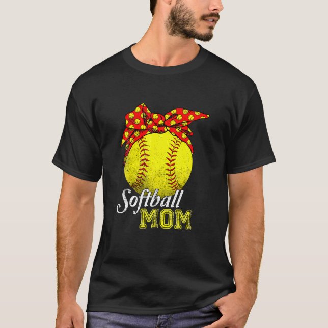 Camiseta Madre de Softball Leopard Funny Béisbol Mamá de la (Anverso)