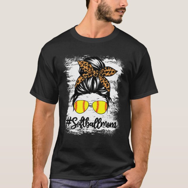 Camiseta Madre de Softball Leopard Funny Béisbol Mamá de la (Anverso)